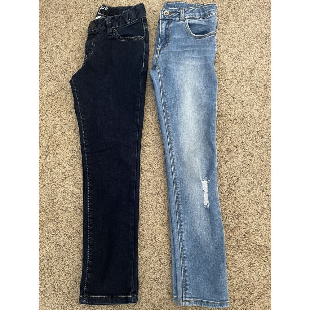 Lot Of 2 Zara Cat & Jack Stretch Adjustable Waist Girls’ Skinny Jeans Size 7